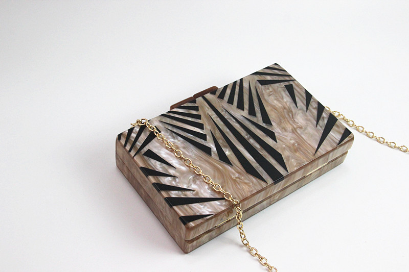 Women'S Gender Elegant Style Square Shape Apricot Pvc Arylic Geometric Square Evening Bags