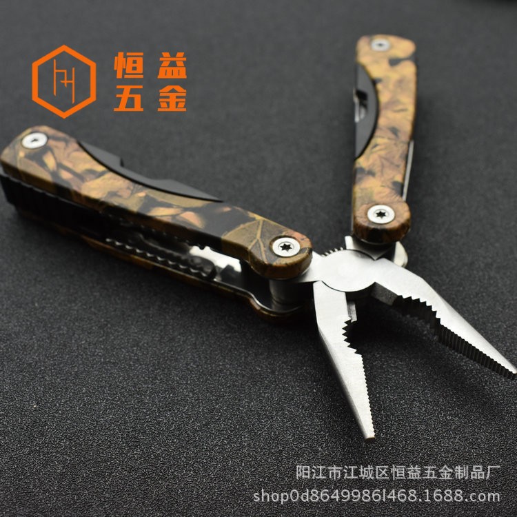 厂家供应多功能不锈钢钳子 大号迷彩热转印钳子 折叠多用工具钳