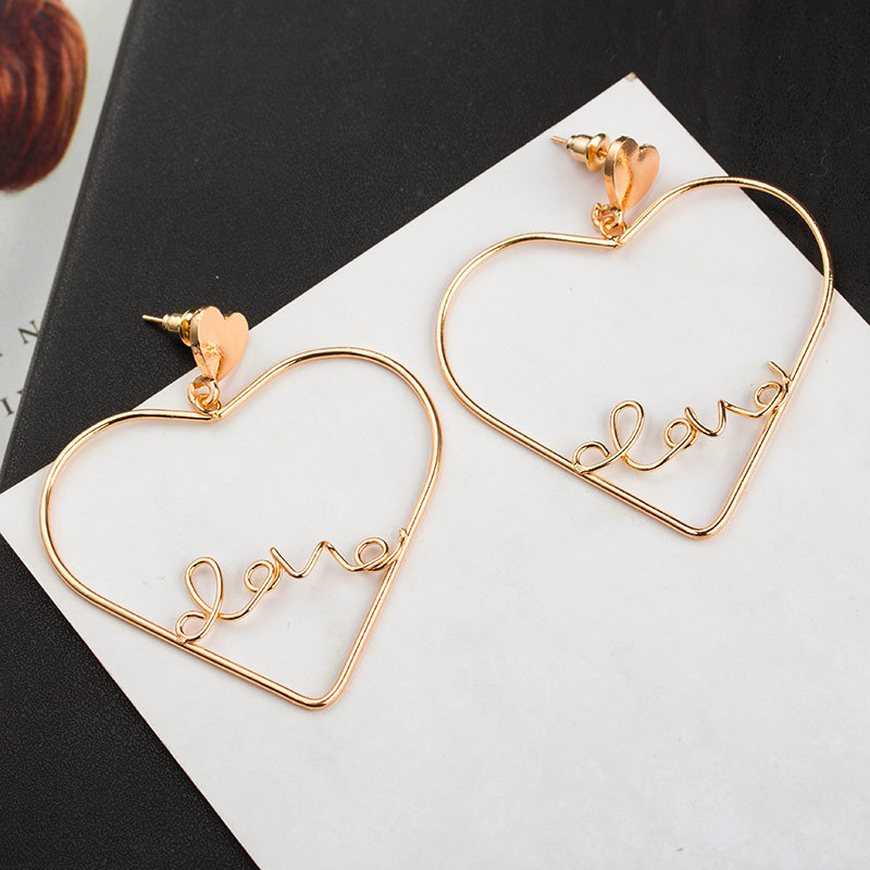 Hollow Peach Heart Letters Love Earrings display picture 5