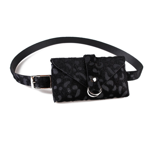 Korean style new women's thin belt horse hair leopard print small square bag decorative waist bag thin belt wallet mobile phone bag
