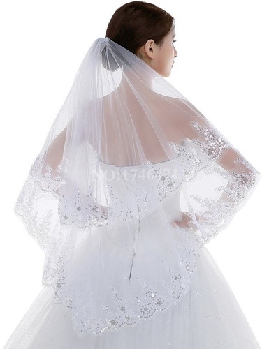 Two-layer sequin lace luminous small veil iron comb bridal veil foreign trade exquisite wedding accessories wedding veil