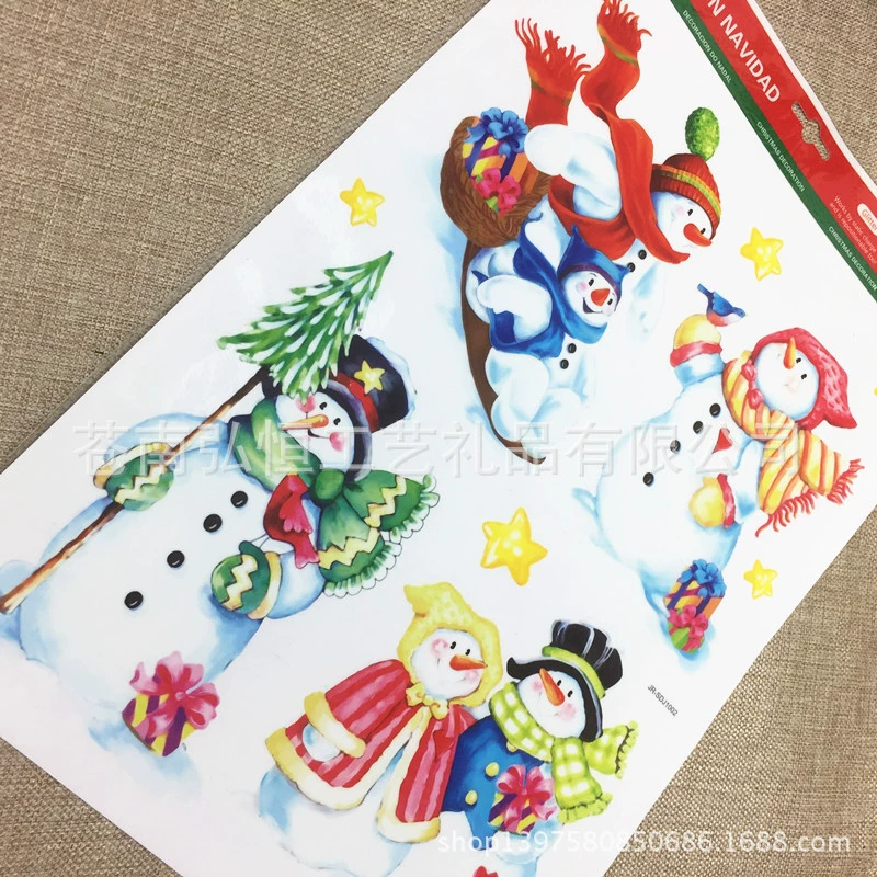 Пользовательские Снеговик Электростатическая наклейка лыжный Снеговик окна наклейка ПВХ