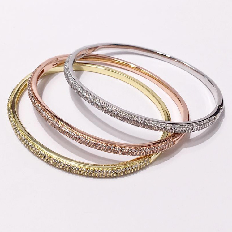 Zircon Studded Diamond Bracelet For Women Elegant Bangle Jewelry_voghion.com