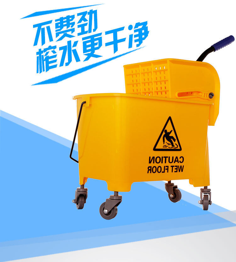 Gran Hotel de plástico exprimidor limpieza fregona cubo Hotel limpieza coche simple y doble fregona cubo 24 litros extra grande engrosada