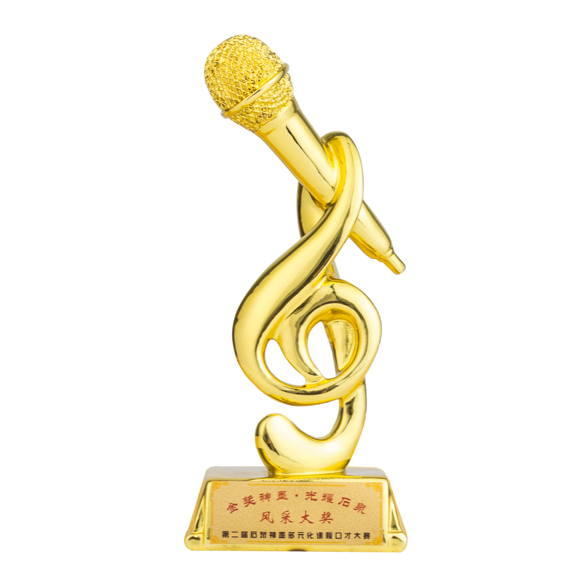 Золотая микрофонная трофей для музыкального талант-шоу, The Voice певец Новое пение ведущий конкурс, Электроплатированный золотой смоляной трофей