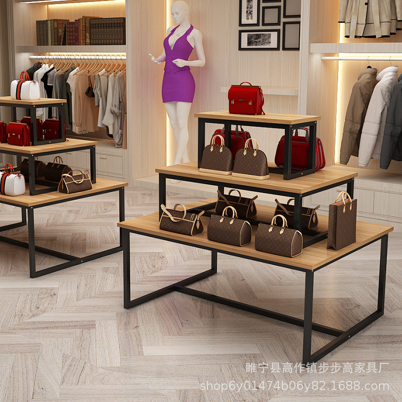 服装店高低台商场展示台展示架包包鞋架流水台橱窗中岛桌花店铁艺|ms
