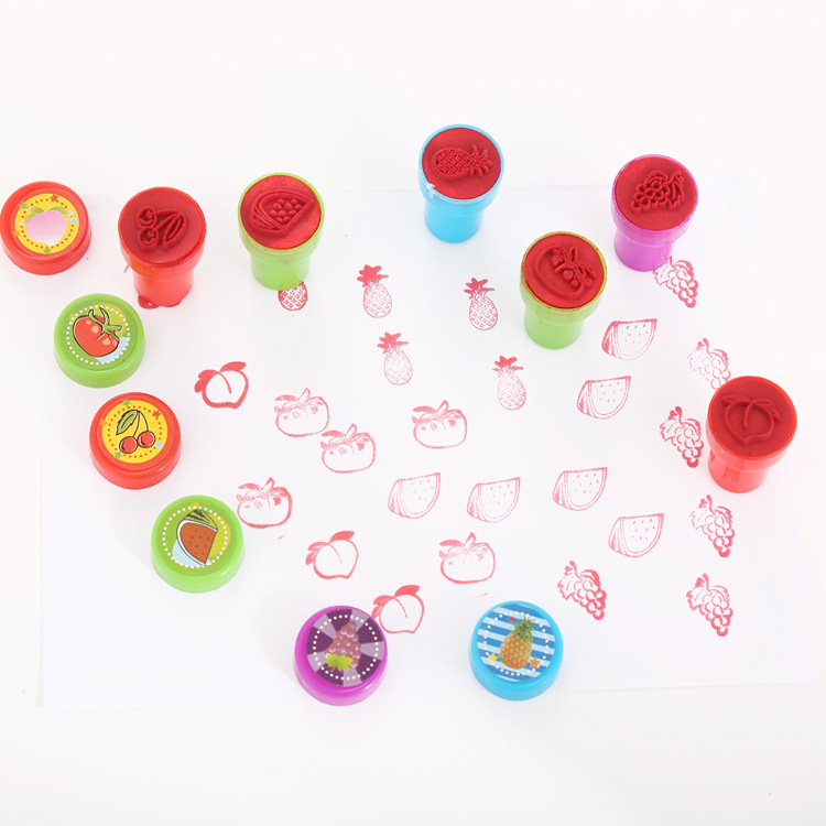 Nueva fruta niños sello de juguete traje diario mini sello de dibujos animados al por mayor