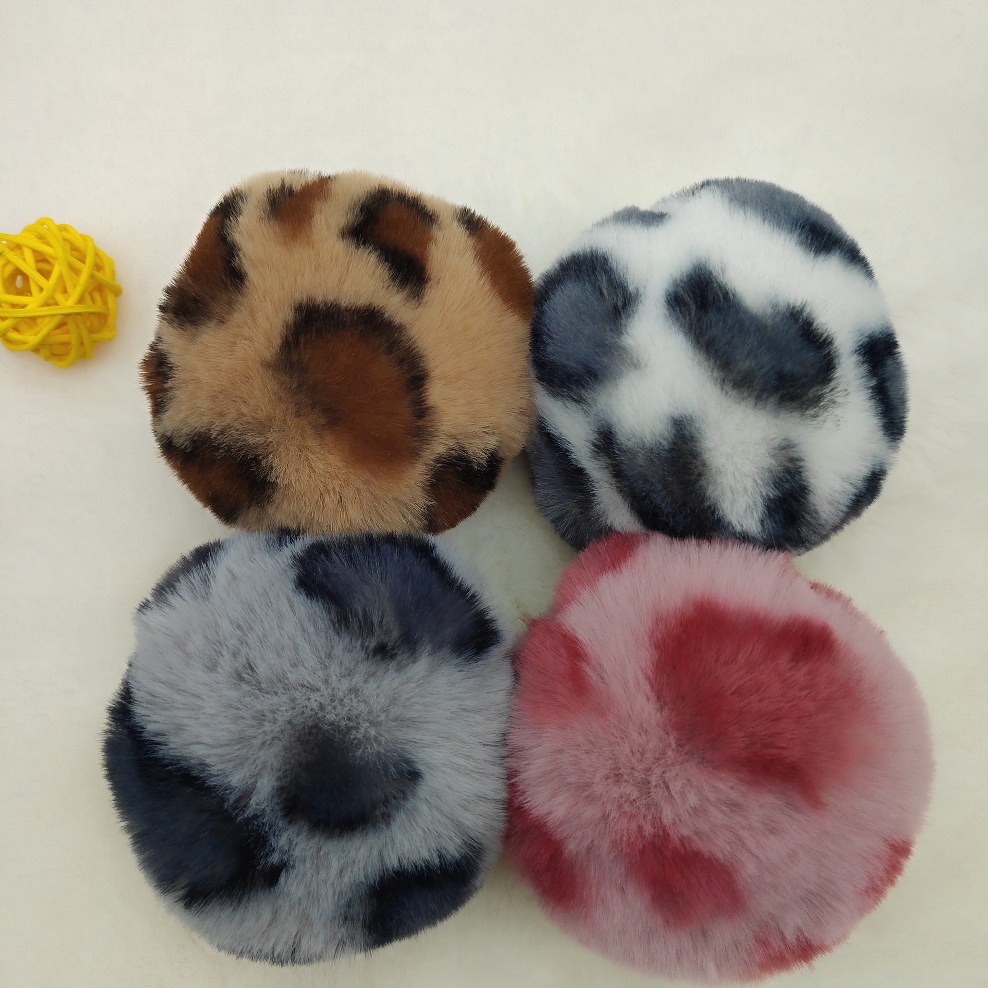 厂家现货供应仿毛豹纹豹点毛球仿狐狸仿貉子仿水貂多色毛球现货|ms