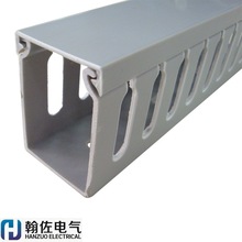 加厚PXC开口齿型配线槽 宽40高H80U型槽 硬质PVC走线槽 灰色细齿