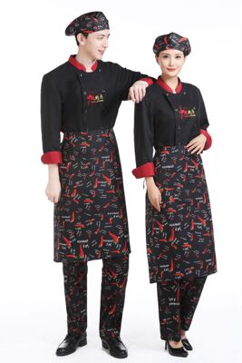 厨师面点工作服男长袖秋冬酒店餐饮食堂厨房工装定制七分袖黑色