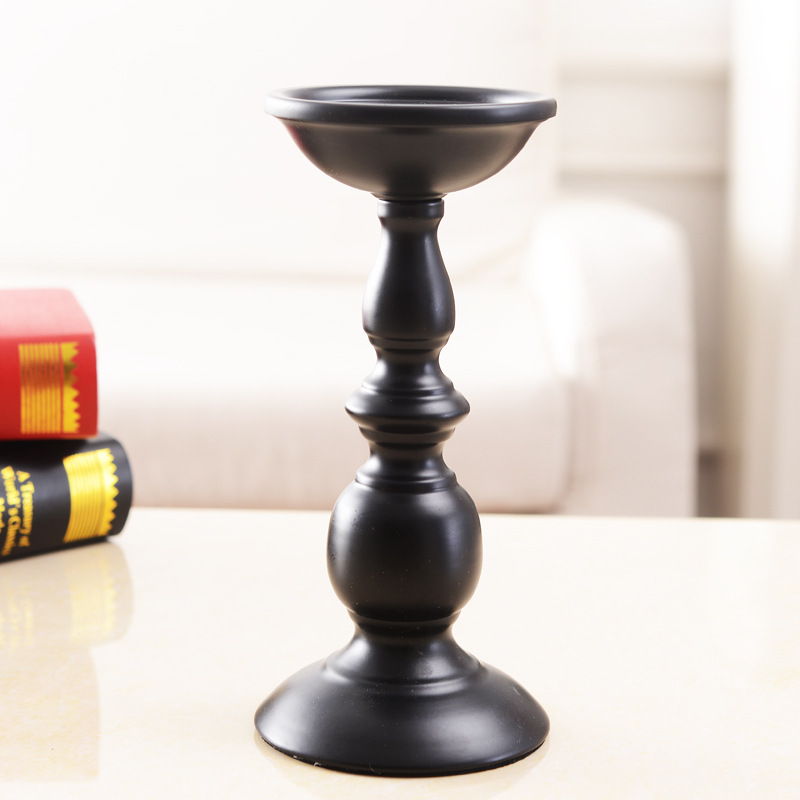欧式复古烛台 婚庆 烛台铁艺黑色烤漆工艺品居家 摆件批发|ms