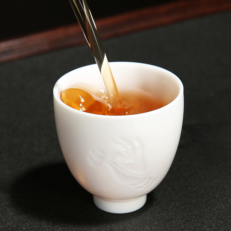 羊脂玉普洱品茗杯 功夫小茶杯陶瓷单杯 大号白瓷茶具主人杯小茶碗|ms
