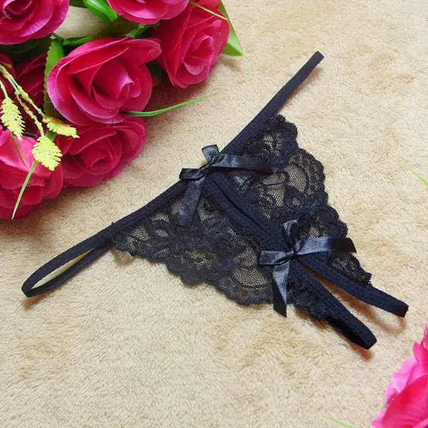 Black open crotch underwear