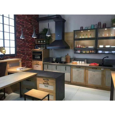 厂家直销现代橱柜折叠式吧台餐桌  实木餐边柜酒柜一体定制