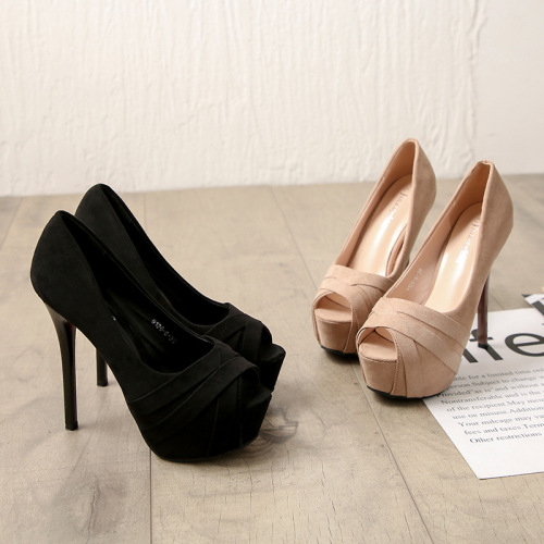  New Fashion Trendy European & American Style Sexy Lady Business Fishmouth Ultra-High Heel Waterproof Platform Heels 9126-6