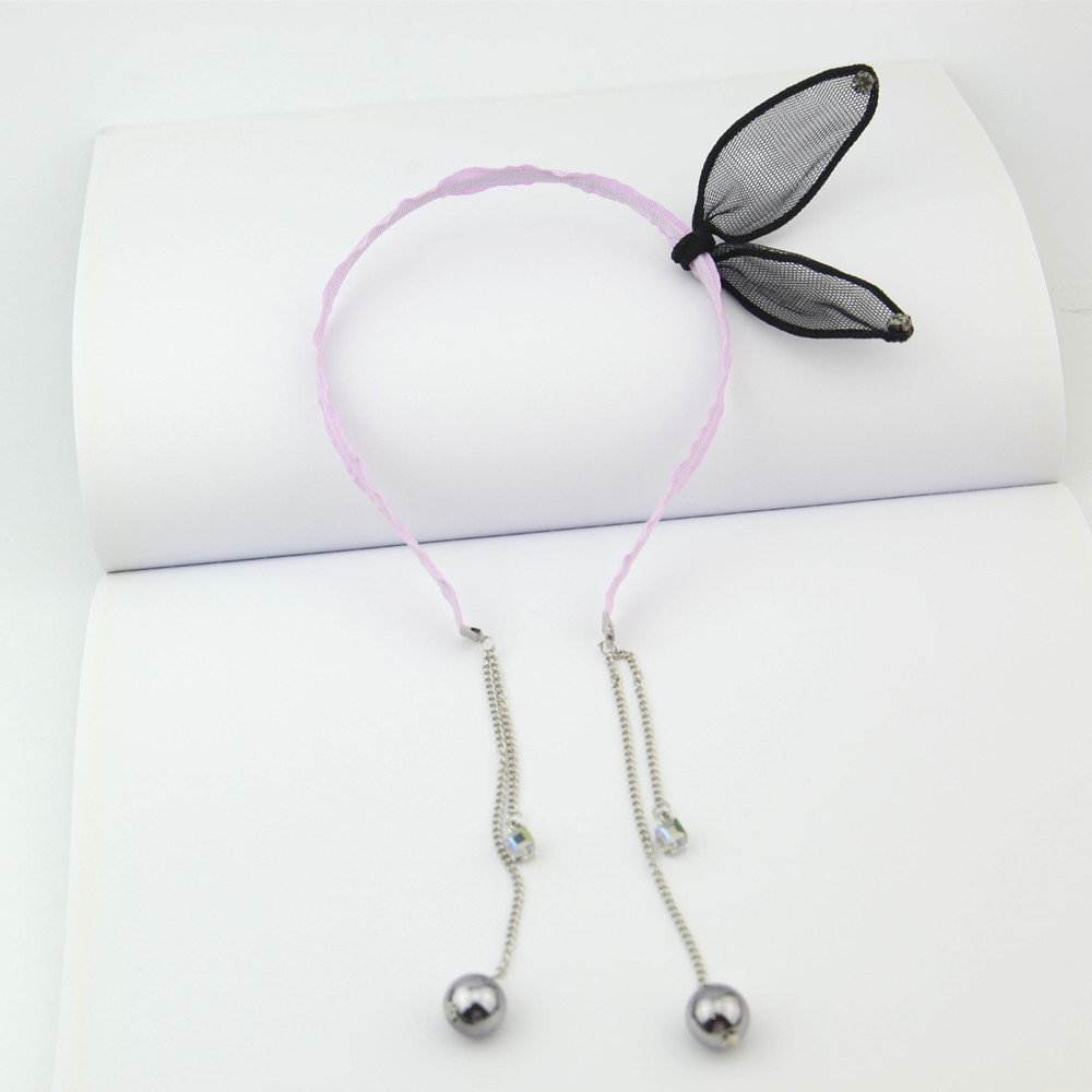 Einfache Spitze Hasenohren Niedlichen Bogen Haarband display picture 3