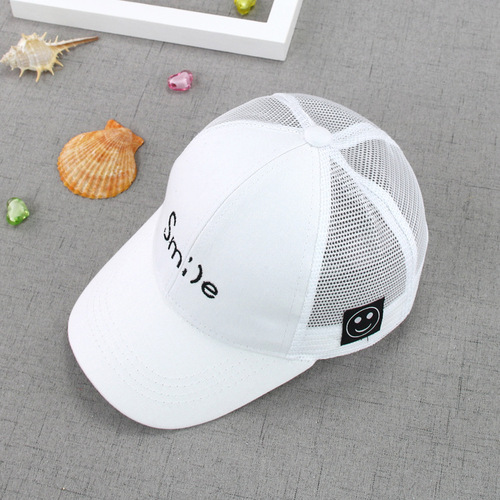 Smile letter children's mesh hat summer new children's peaked cap soft simple versatile children's hat MZ5917