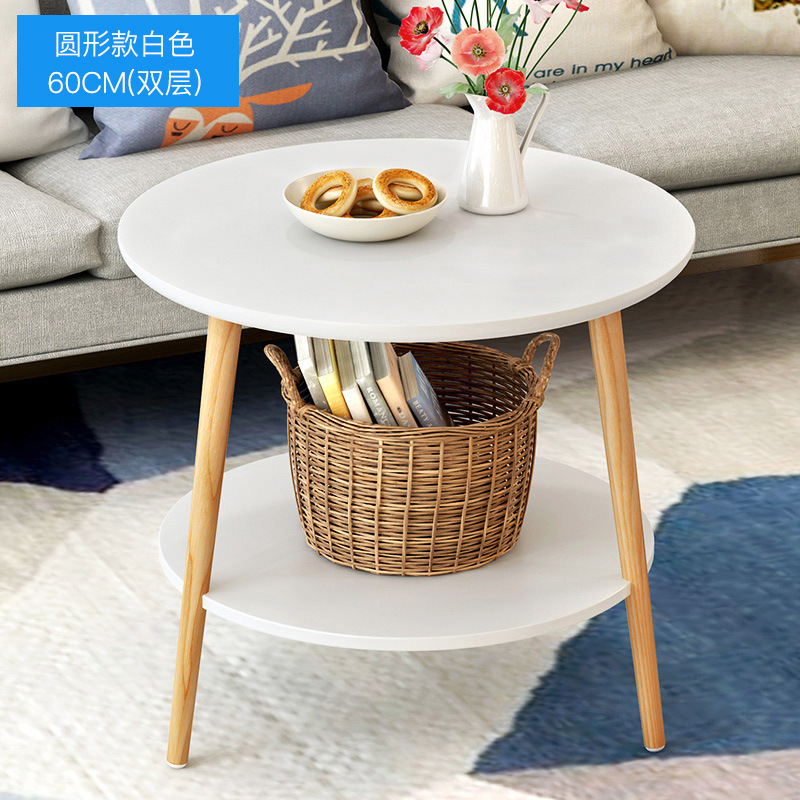 circular Small table Modern minimalist coffee Side table bedroom Coffee table move Small coffee table originality leisure time double-deck Corner table
