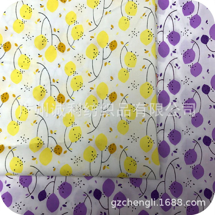 全棉平纹印花 抽象樱桃 夏童装连衣裙印花布 小清新衬衫印花面料