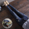 New autumn women jeans elastic waist thin curled pattern design