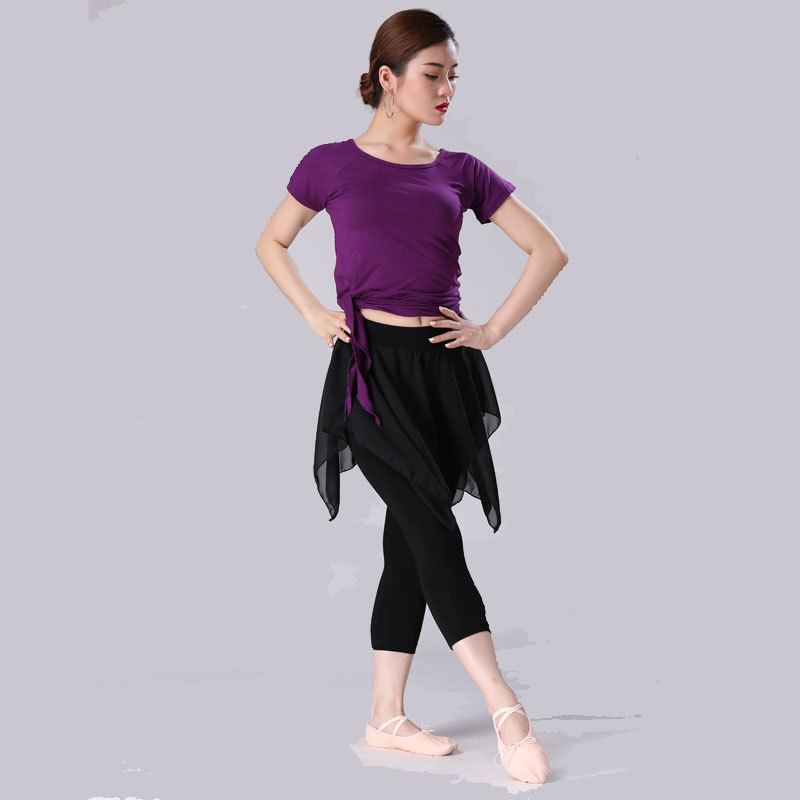 008 [반소매] 다크 퍼플 샤프 코너 + 크롭 거즈 팬츠