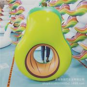 出口原单环保pvc充气牛油果鸭梨游泳圈浮排吹气水果坐骑水上用品