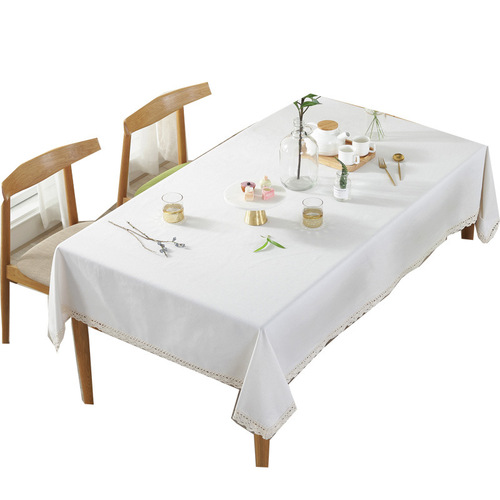 Hemp natural white solid color cotton and linen tablecloth Nordic simple style tablecloth Western restaurant decoration fabric wholesale