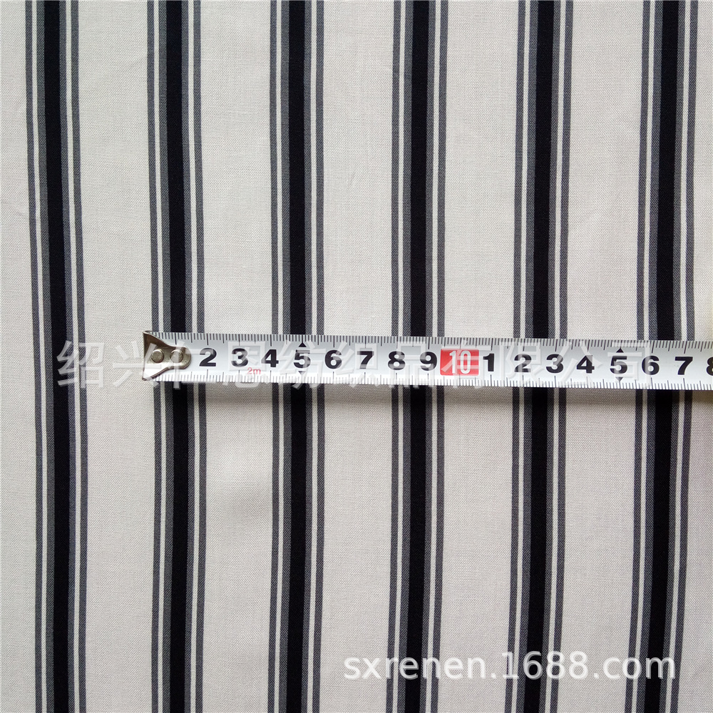 人造纤维 粘胶纤维面料 黑白灰条纹 20支人棉印花布 绍兴现货供应