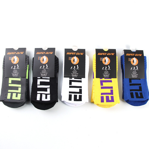  New Men's Elite Basketball Socks with Elite Letter Intermittent Ribbed Thickened Anti-Slip Sports Socks Trendy Socks