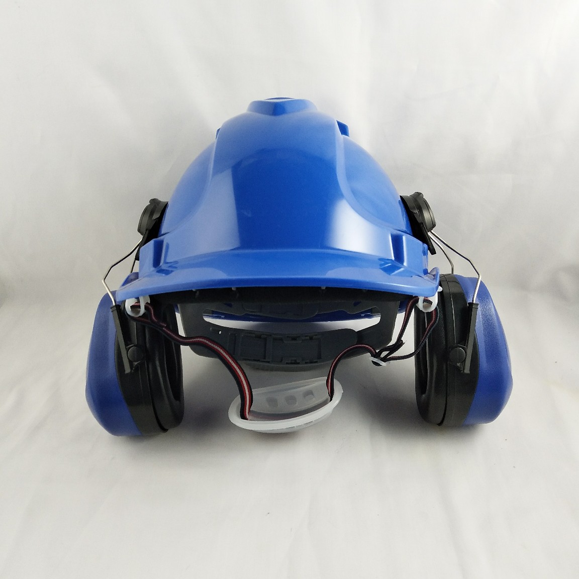 安全帽耳罩面罩套装二件套三件套防护帽降噪音蓝色园林配件护脸