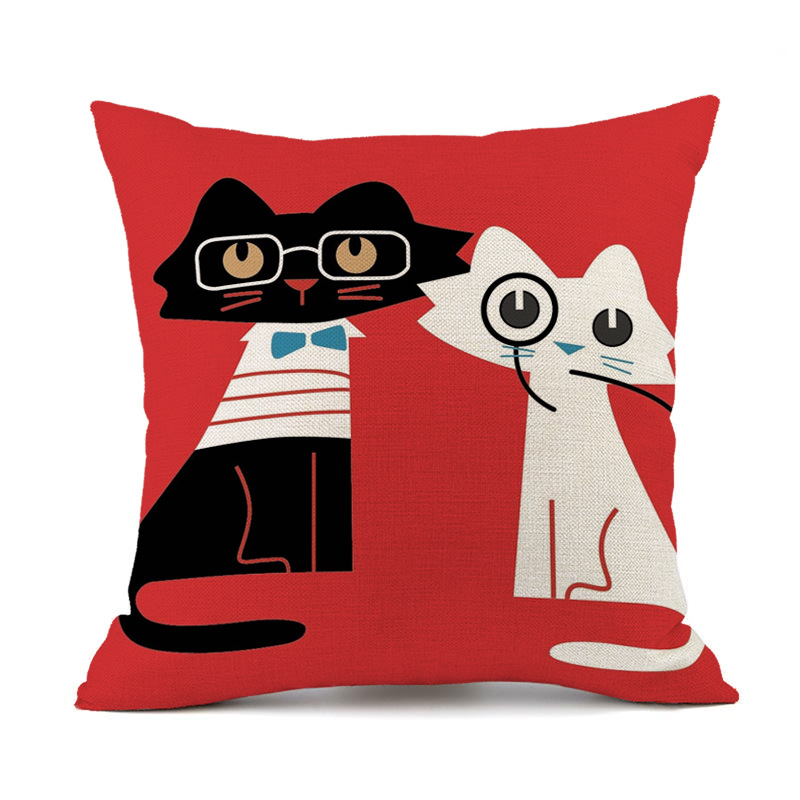 Cute Animal Linen Pillow Cases display picture 2