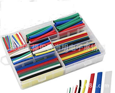 385pcs 2:1热缩管9大小的7色聚烯烃收缩翘曲套热缩管包