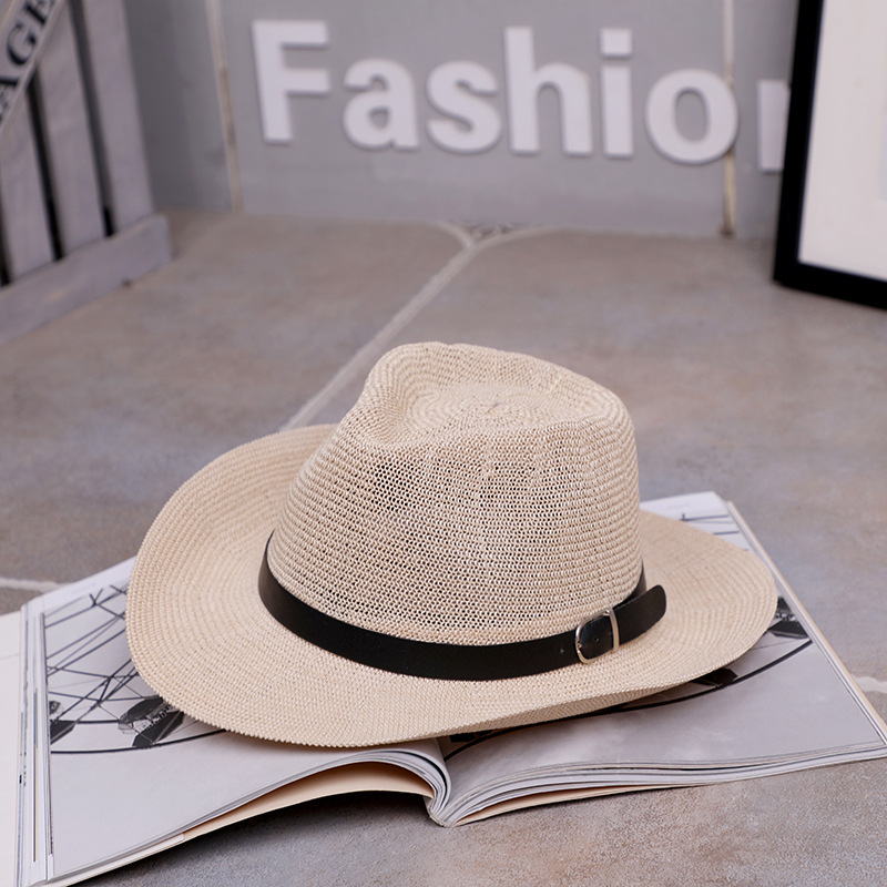 Sombrero de verano para hombres vaqueros occidentales sombrero de sombrero de sombrero de paja protector solar Amazon venta caliente un cabello