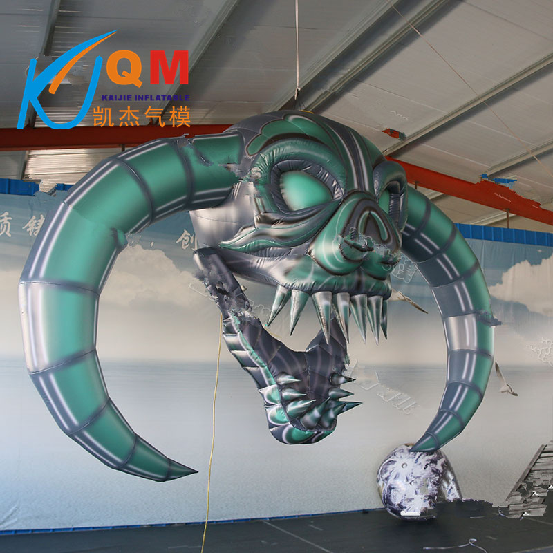 万圣节充气骷髅头气模 充气鬼头气模 充气门头悬挂骷髅角卡通气模