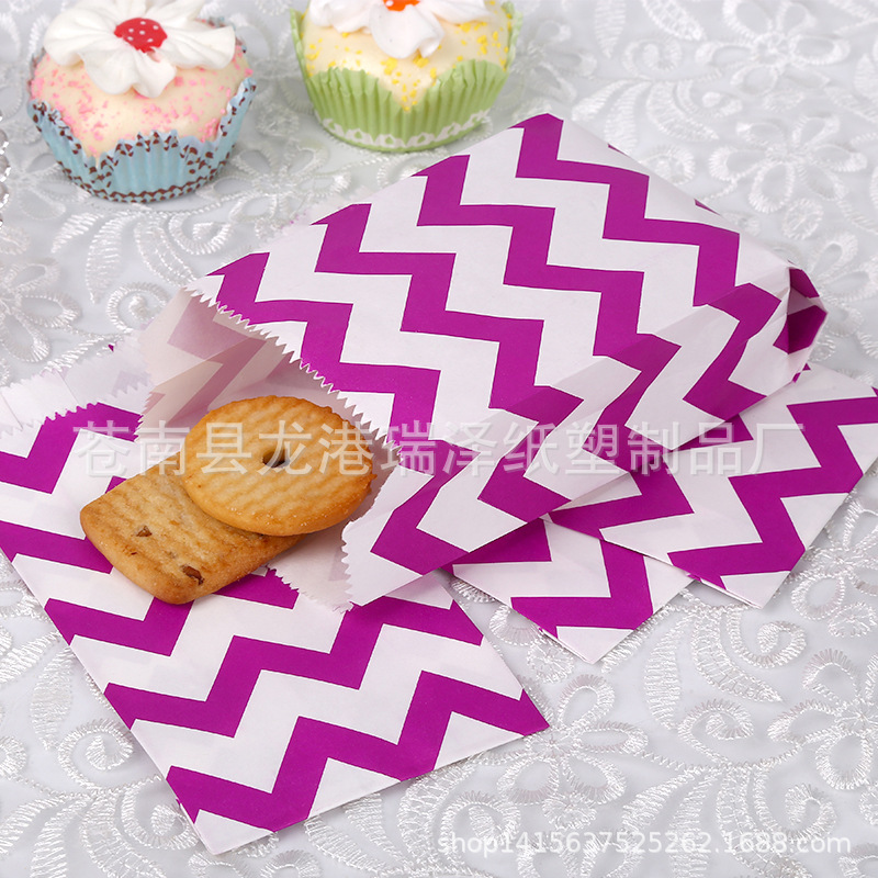 定高低锯齿口尖底食品级牛皮纸糖果袋 肉夹馍袋 防油纸爆米花袋做