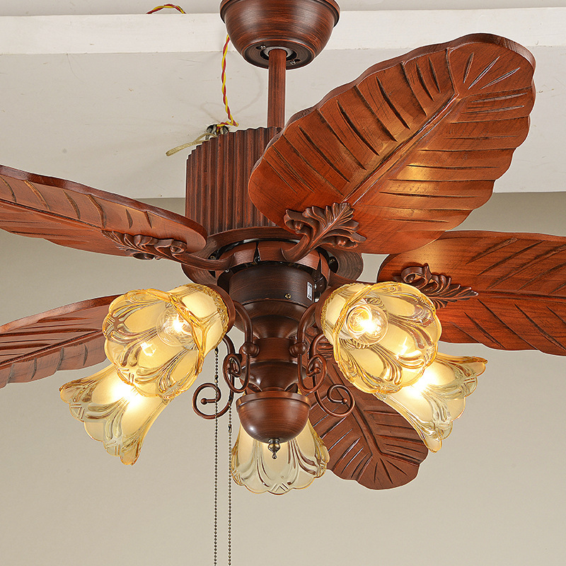 American style solid wood Fan Light Ceiling fan To fake something antique a living room bedroom Study Fan a chandelier LIGHT Restaurant decorate Ceiling fan