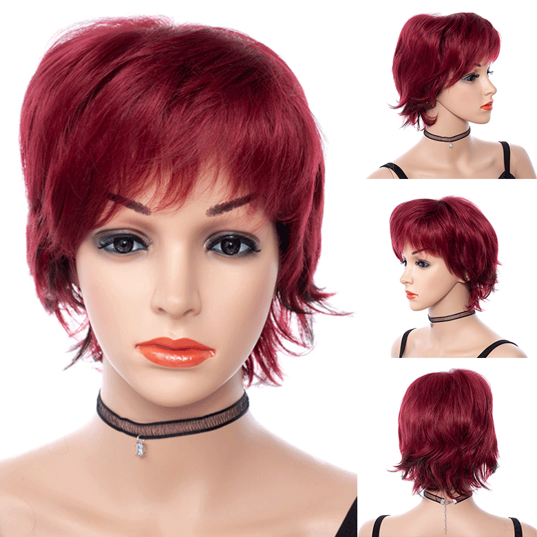 Curly Hair Wigs Bob Hair Wigs wig wine red short curly wig