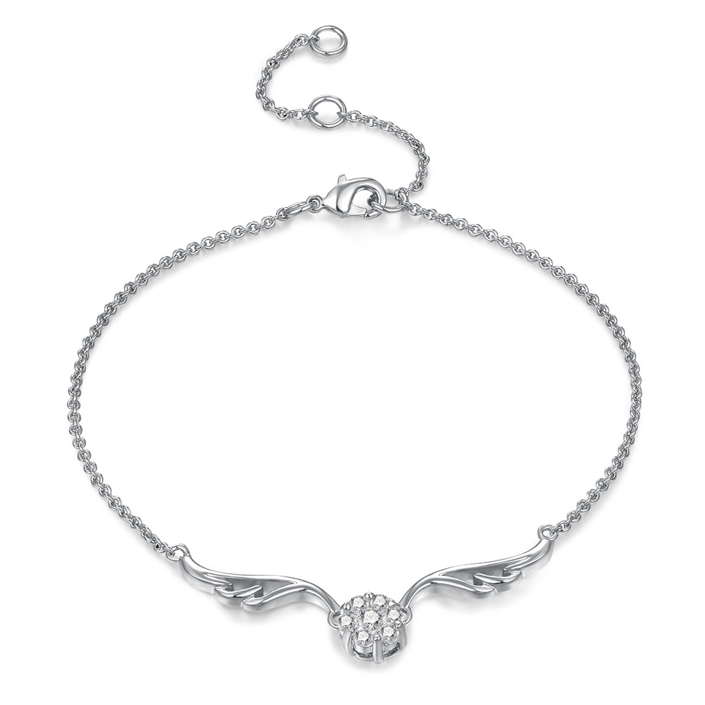 Fashion Heart Shape Bow Knot Copper Plating Zircon Bracelets 1 Piece