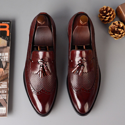 春季新款商务皮鞋潮男式正装皮鞋男士皮鞋英伦流苏男学院皮鞋