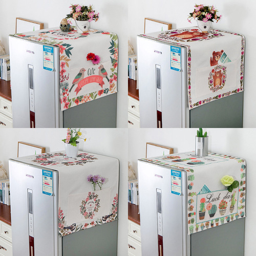 One piece drop-shipping cotton and linen fabric washing machine cover household dust cover sun protection waterproof refrigerator microwave oven cover
