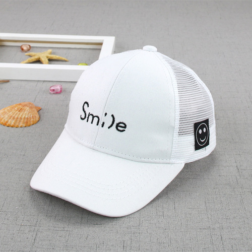 Smile letter children's mesh hat summer new children's peaked cap soft simple versatile children's hat MZ5917