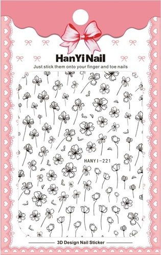 HanYi221-224-225指甲贴花 带背胶 字母 花组合 美甲贴纸 饰品