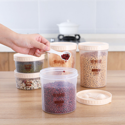 Food sealing jar, mixed grain storage jar, milk powder plastic container with spoon, storage and preservation box for refrigerator