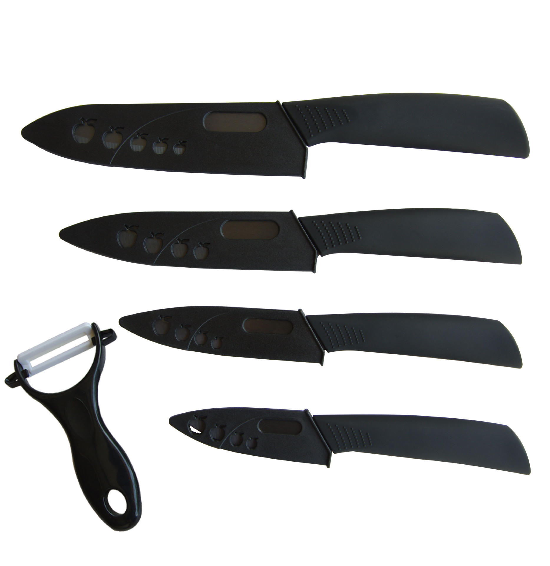 Fábrica al por mayor cuchillo de fruta de hoja negra de cinco piezas conjunto hogar cuchillo de cerámica exquisito cuchillo de cerámica de alta calidad conjunto buen regalo