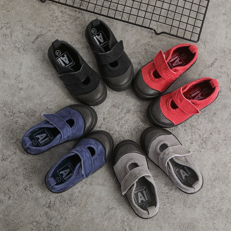 [Распродажа потерь] Весна и осень Детская выстиранная парусиновая обувь в Южной Корее Одиночная обувь со старым мелким ртом для мальчиков и девочек От 1 до 7 лет