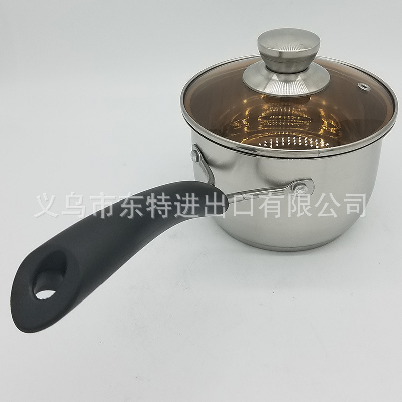 Factory direct sales of stainless steel milk POTS, Korean-style single-handle instant noodle POTS, coffee-colored LIDS, slim POTS, household milk POTS detail image 6