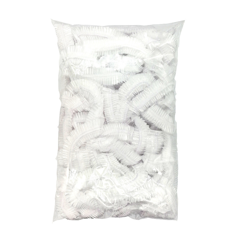 100个装一次性条形塑料浴帽加大透明防水防尘美妆染发浴帽厂家