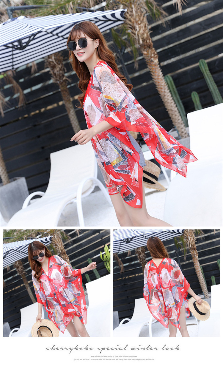 Femmes Élégant Femme Impression Mousseline De Soie Écharpe En Soie Châle display picture 3