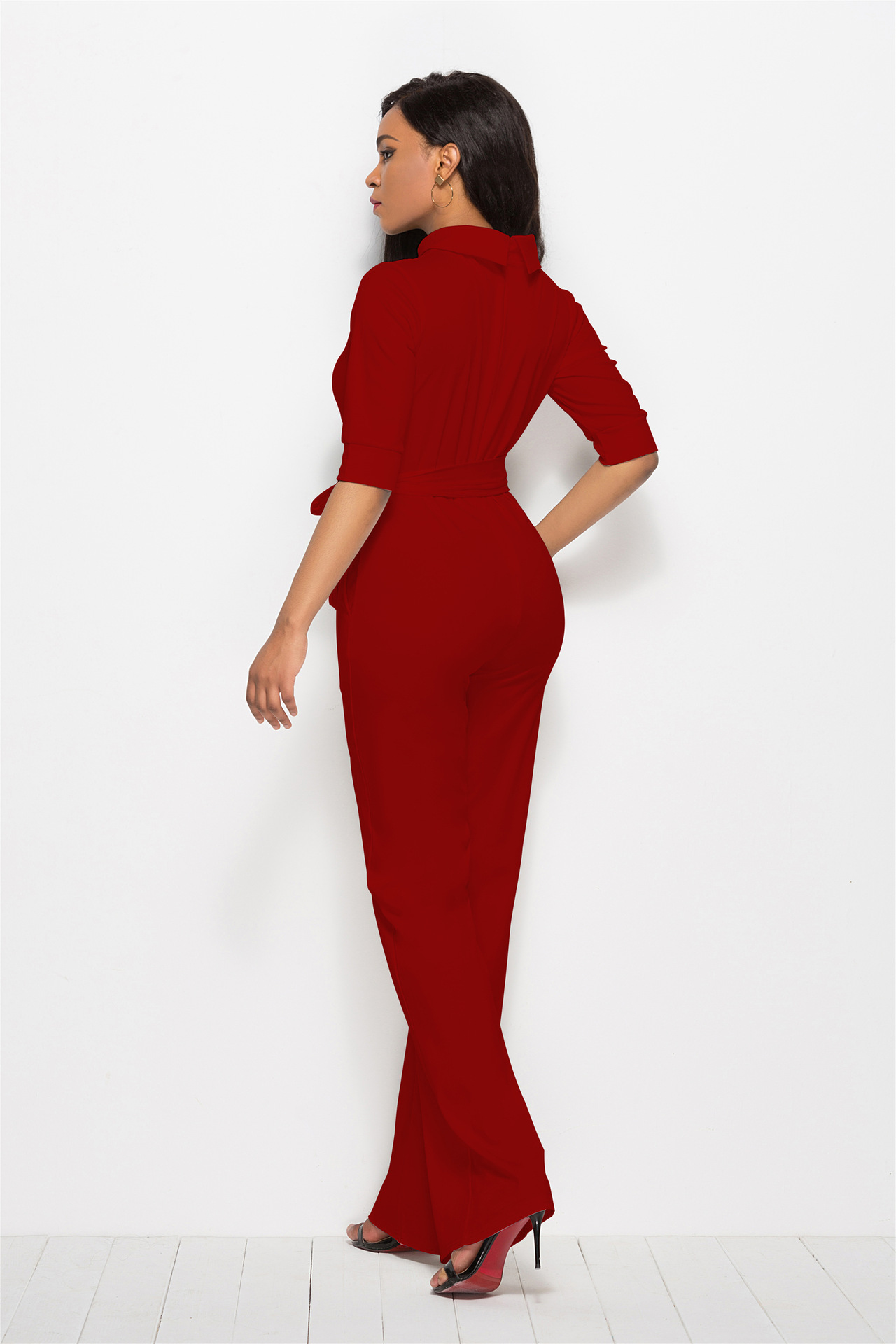 solid color wide-leg jumpsuit NSLM30309