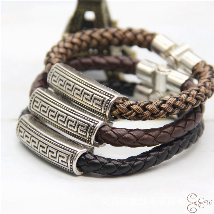 17g Weight Business Hip-Hop Solid Color Alloy Rope Plating Men's Bracelets Men Cord & Leather Bracelets